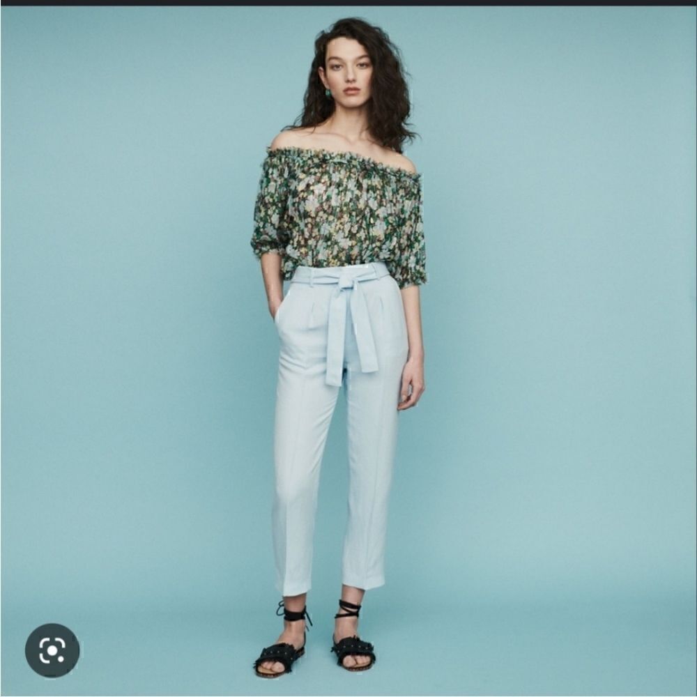 Maje Palizane Linen Blend Ciel Bleu Pants New with Tags